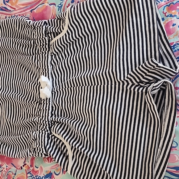 Janie and Jack 5 Romper Navy Stripe Resort Play - Picture 3 of 8